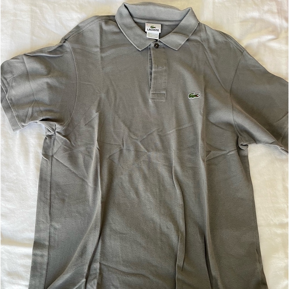MENS GRAY LACOSTE POLO